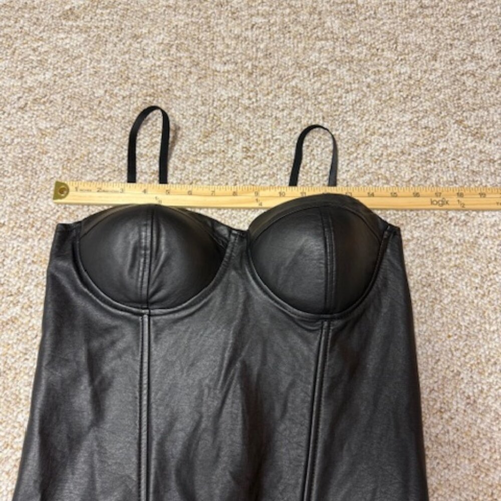 Say What Black Faux Leather Bustier Bodysuit Womens Size XL Party Wicked Biker - Picture 5 of 8